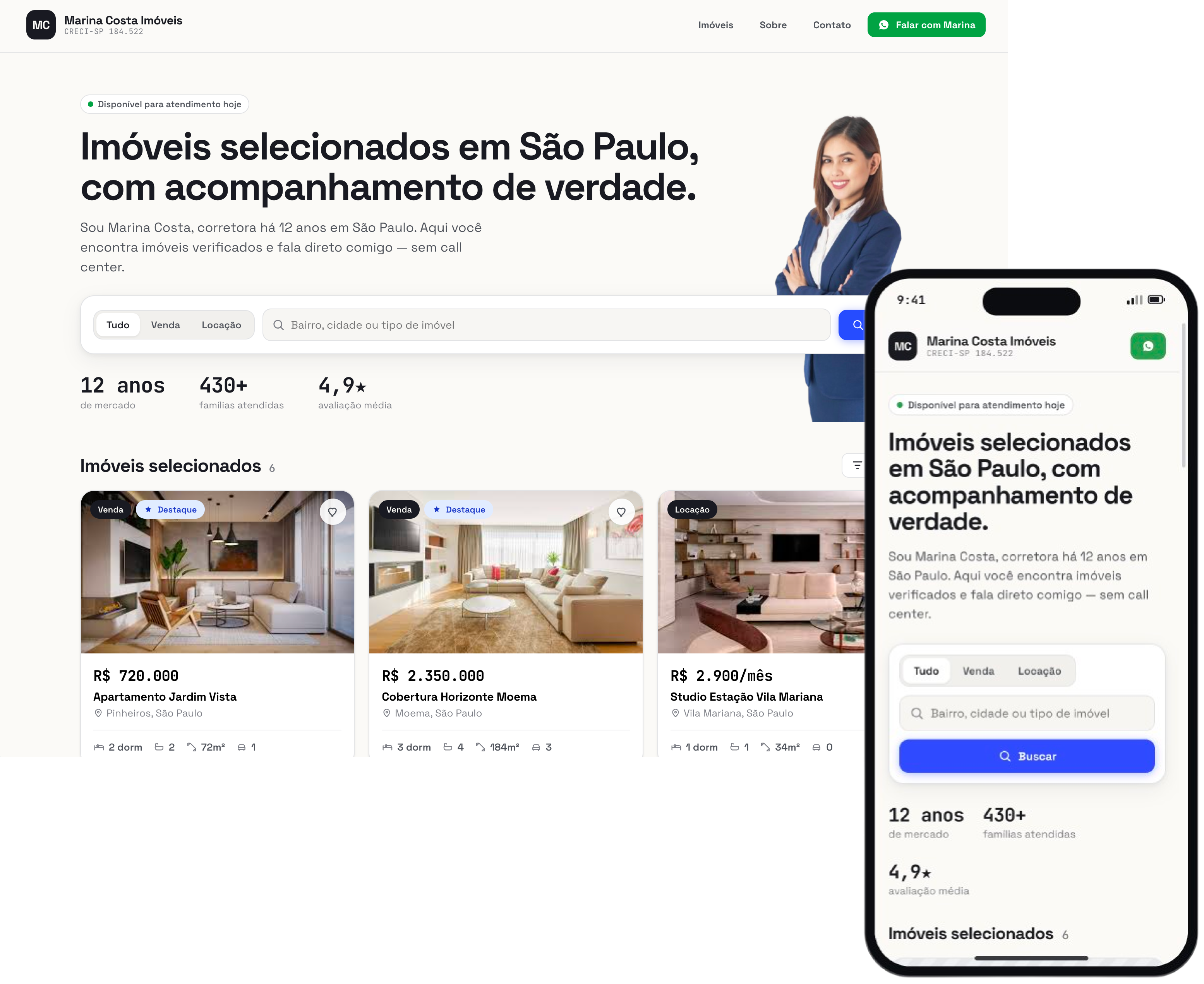 Screenshot do site